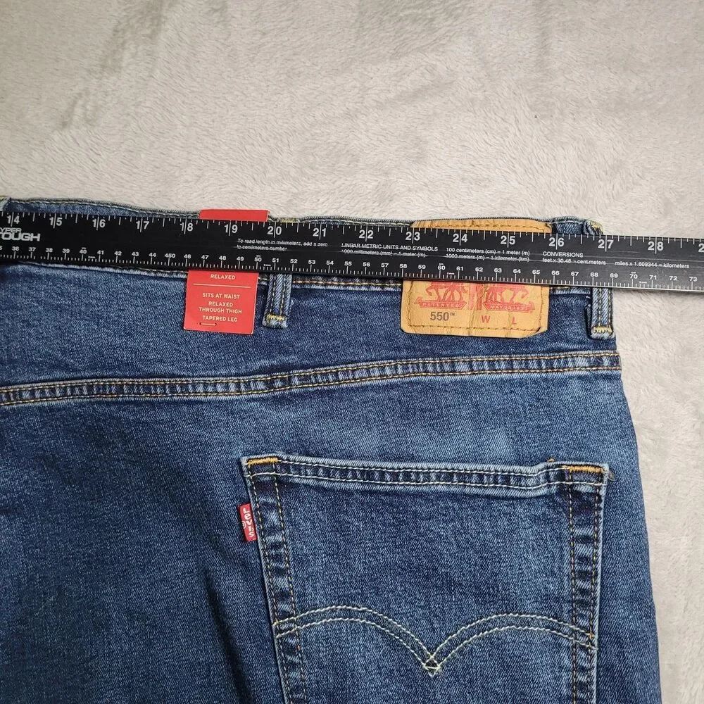 Levi's 550 Jeans Mens 54x30 Blue Med Wash Relaxed Tapered Stretch Denim Big Tall